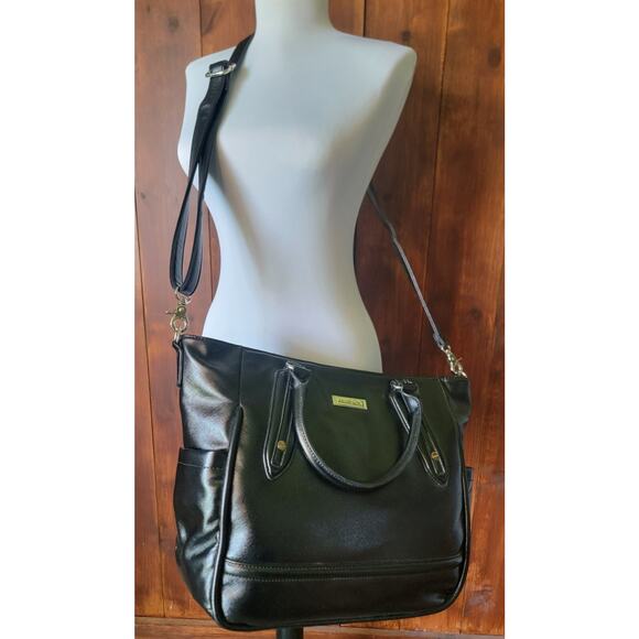 Lily Jade Anna Diaper Bag Black Vegan Leather Purple Lining Rare Discontinued🖤 - Picture 2 of 16